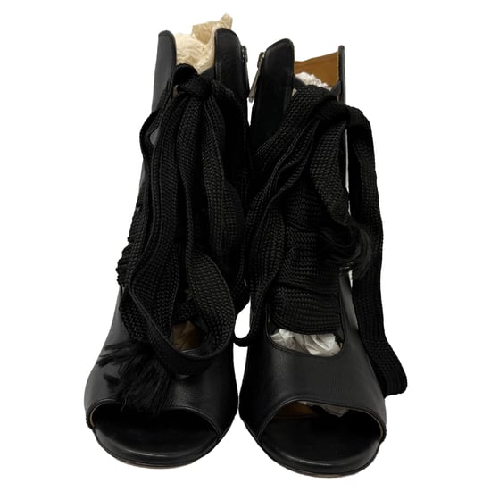 Chloé Harper Peep-Toe Lace Up Boots in Black Leather - Image 2