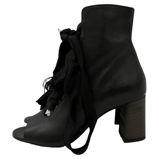 Chloé Harper Peep-Toe Lace Up Boots in Black Leather - Image 3