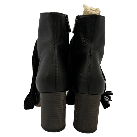 Chloé Harper Peep-Toe Lace Up Boots in Black Leather - Image 4