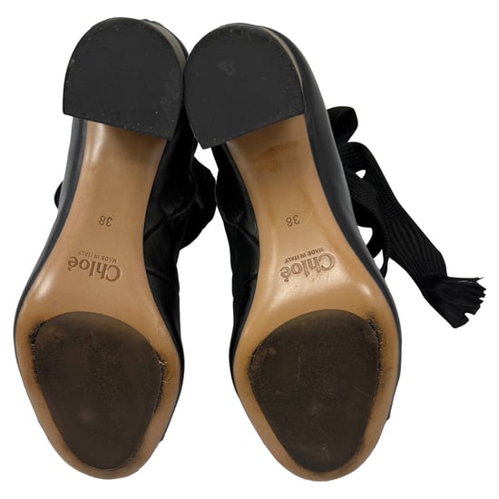 Chloé Harper Peep-Toe Lace Up Boots in Black Leather - Image 6