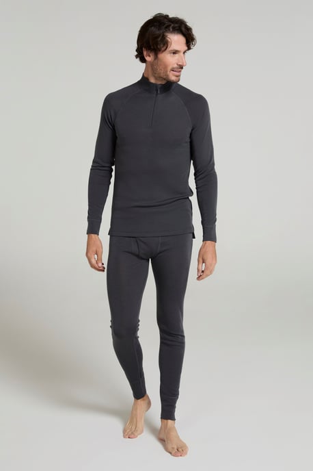 Merino Men's Baselayer Top Long Sleeve Thermal High Wicking Breathable Sweater Dark Grey - Image 4
