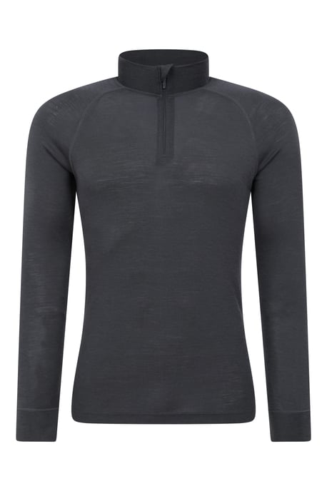Merino Men's Baselayer Top Long Sleeve Thermal High Wicking Breathable Sweater Dark Grey - Image 5