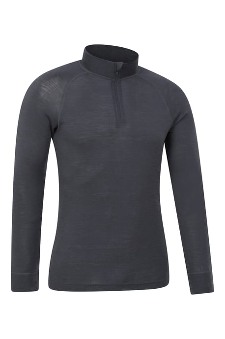 Merino Men's Baselayer Top Long Sleeve Thermal High Wicking Breathable Sweater Dark Grey - Image 6