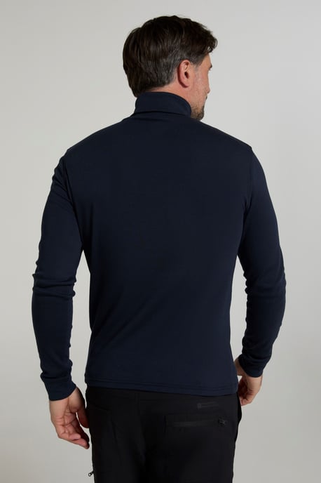 'Meribel' Men's Thermal Baselayer Top Combed Cotton Quick Drying Long Sleeve Thermal Sweater Navy - Image 3