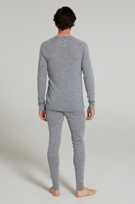 Merino Men's Thermal Baselayer Top Long Sleeve Hiking Winter Pullover Grey - Image 3