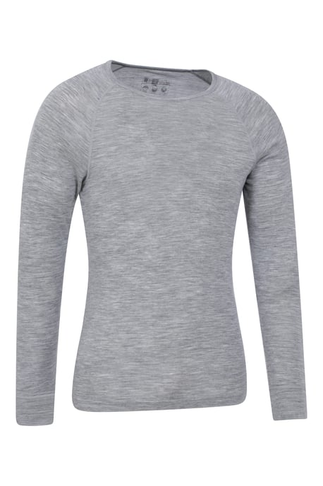 Merino Men's Thermal Baselayer Top Long Sleeve Hiking Winter Pullover Grey - Image 6