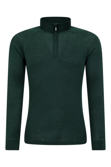 Merino Men's Baselayer Top Long Sleeve Thermal High Wicking Breathable Sweater Dark Green - Image 5