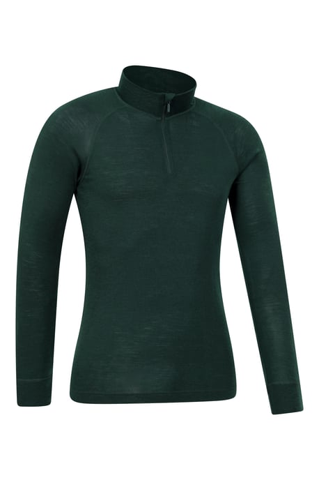 Merino Men's Baselayer Top Long Sleeve Thermal High Wicking Breathable Sweater Dark Green - Image 6