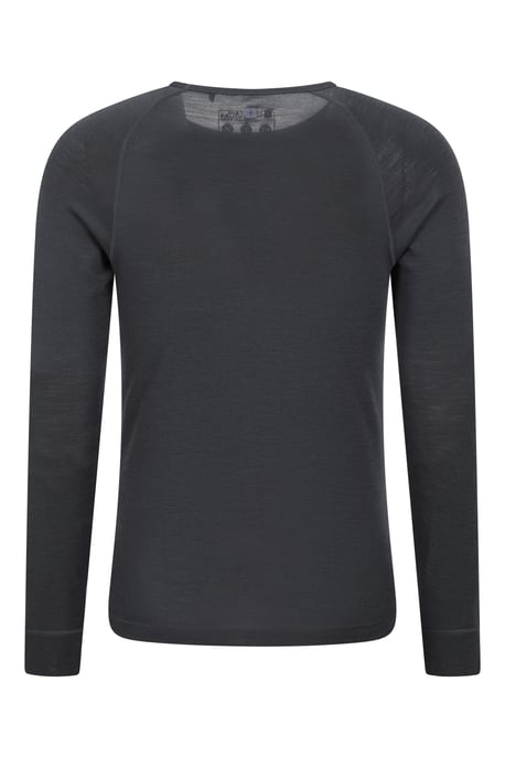 Merino Men's Thermal Baselayer Top Long Sleeve Hiking Winter Pullover Dark Grey - Image 3