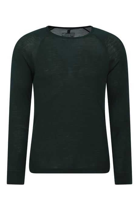 Merino Men's Thermal Baselayer Top Long Sleeve Hiking Winter Pullover Dark Green - Image 5