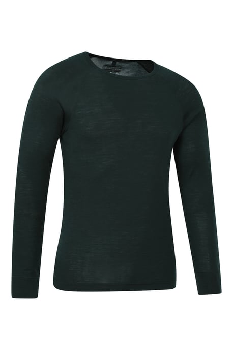 Merino Men's Thermal Baselayer Top Long Sleeve Hiking Winter Pullover Dark Green - Image 6
