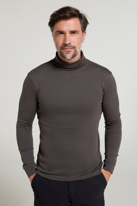 'Meribel' Men's Thermal Baselayer Top Combed Cotton Quick Drying Long Sleeve Thermal Sweater Dark Grey - Image 1