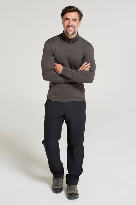 'Meribel' Men's Thermal Baselayer Top Combed Cotton Quick Drying Long Sleeve Thermal Sweater Dark Grey - Image 2