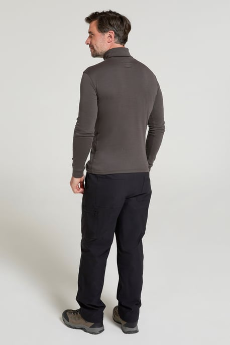 'Meribel' Men's Thermal Baselayer Top Combed Cotton Quick Drying Long Sleeve Thermal Sweater Dark Grey - Image 3