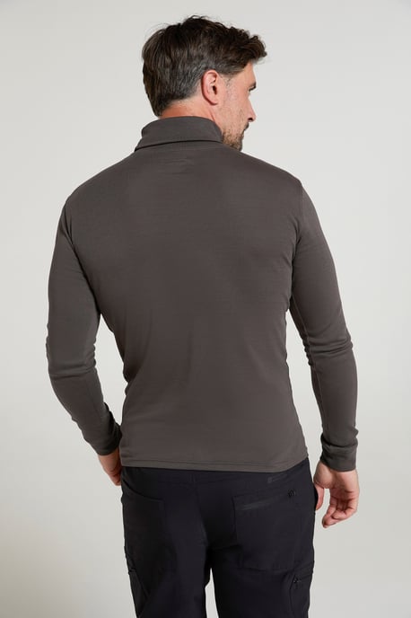 'Meribel' Men's Thermal Baselayer Top Combed Cotton Quick Drying Long Sleeve Thermal Sweater Dark Grey - Image 4