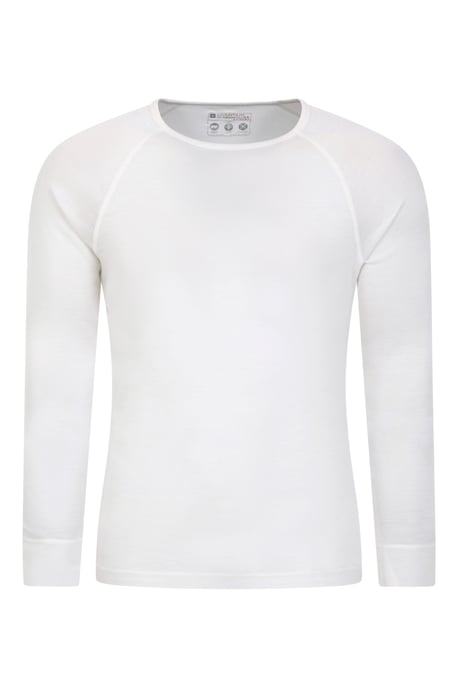 Merino Men's Thermal Baselayer Top Long Sleeve Hiking Winter Pullover White - Image 5