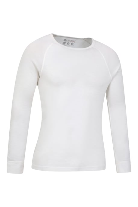 Merino Men's Thermal Baselayer Top Long Sleeve Hiking Winter Pullover White - Image 6