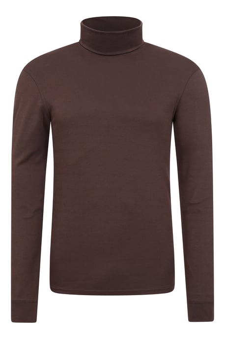 'Meribel' Men's Thermal Baselayer Top Combed Cotton Quick Drying Long Sleeve Thermal Sweater Brown - Image 5