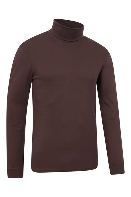 'Meribel' Men's Thermal Baselayer Top Combed Cotton Quick Drying Long Sleeve Thermal Sweater Brown - Image 6