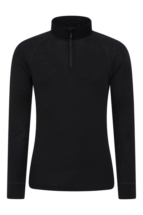 Merino Men's Baselayer Top Long Sleeve Thermal High Wicking Breathable Sweater Black - Image 4