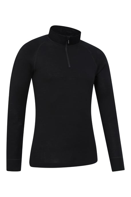 Merino Men's Baselayer Top Long Sleeve Thermal High Wicking Breathable Sweater Black - Image 5