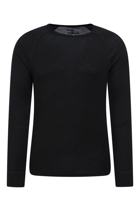 Merino Men's Thermal Baselayer Top Long Sleeve Hiking Winter Pullover Black - Image 6