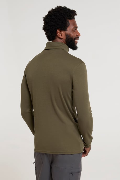 'Meribel' Men's Thermal Baselayer Top Combed Cotton Quick Drying Long Sleeve Thermal Sweater Khaki - Image 3