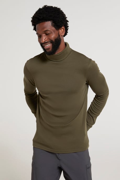 'Meribel' Men's Thermal Baselayer Top Combed Cotton Quick Drying Long Sleeve Thermal Sweater Khaki - Image 4