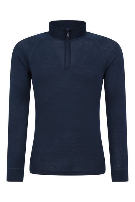 Merino Men's Baselayer Top Long Sleeve Thermal High Wicking Breathable Sweater Navy - Image 5