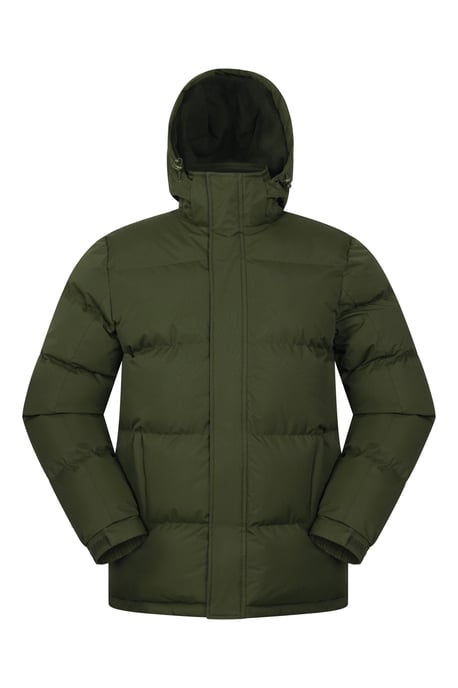 'Snow' Men's Padded Jacket Water Resistant Adjustable Hood Everyday Rain Coat Forest Green - Image 2