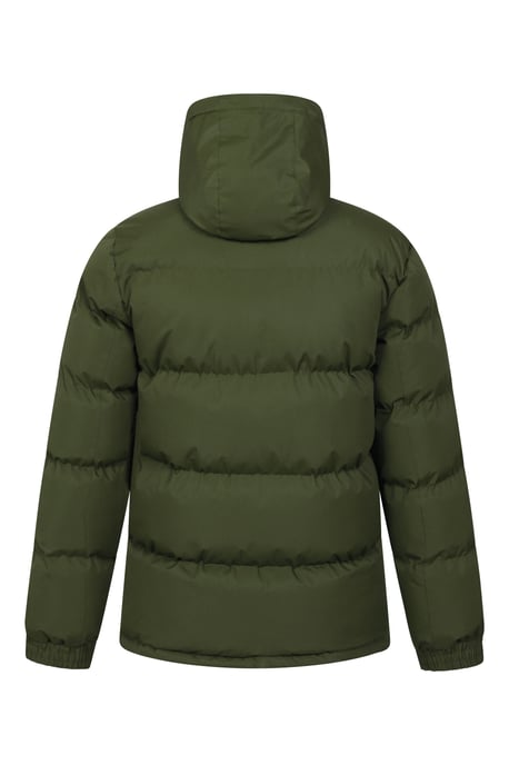 'Snow' Men's Padded Jacket Water Resistant Adjustable Hood Everyday Rain Coat Forest Green - Image 4