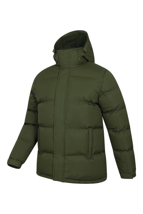 'Snow' Men's Padded Jacket Water Resistant Adjustable Hood Everyday Rain Coat Forest Green - Image 5