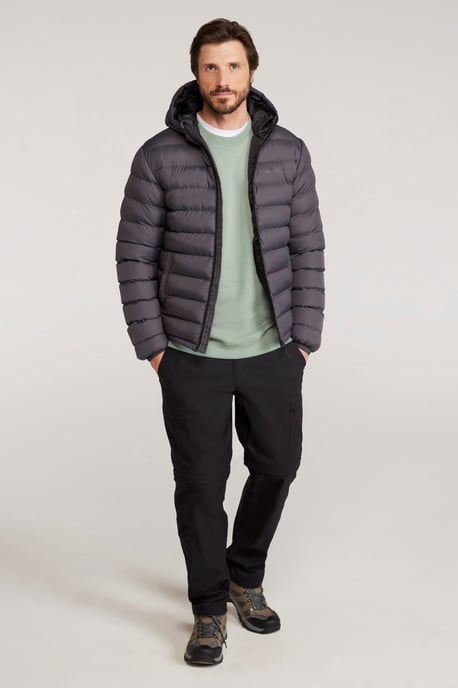 'Season' Men's Padded Jacket with Side Pockets Water Resistant Warm Coat Charcoal - Image 2