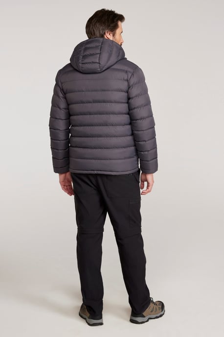'Season' Men's Padded Jacket with Side Pockets Water Resistant Warm Coat Charcoal - Image 4
