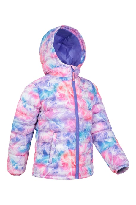 'Printed Seasons' Kids Padded Jacket Water Resistant Cosy Winter Coat Pink - Image 3