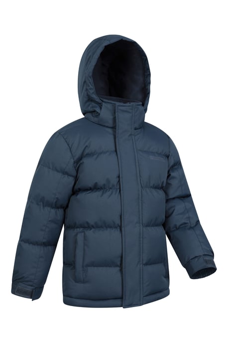 'Snow II' Kids Padded Jacket with Two Side Pockets Ripstop Fabric Water Resistant Coat Dark Blue - Image 2