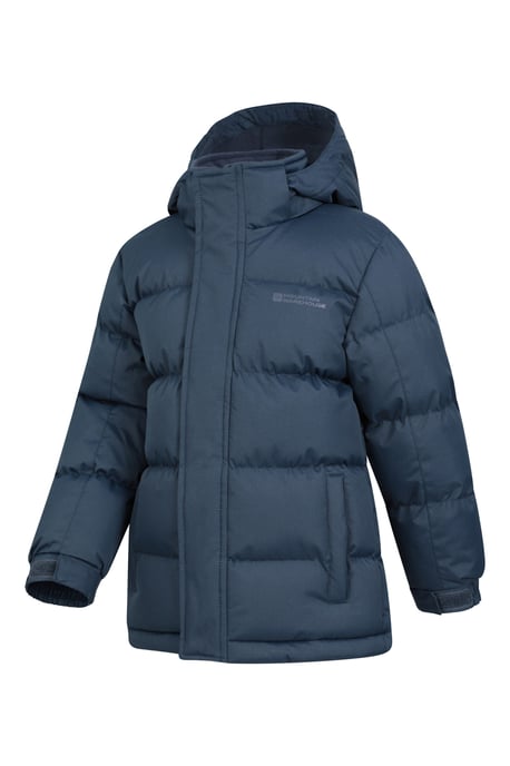 'Snow II' Kids Padded Jacket with Two Side Pockets Ripstop Fabric Water Resistant Coat Dark Blue - Image 3