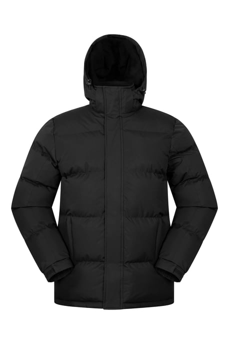 'Snow' Men's Padded Jacket Water Resistant Adjustable Hood Everyday Rain Coat Black - Image 5