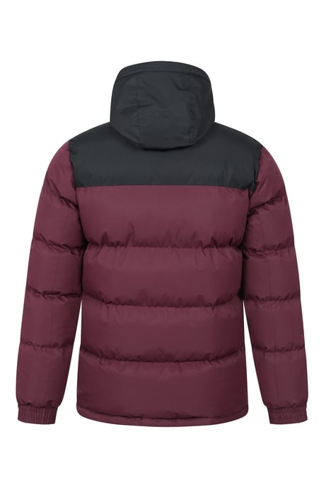 'Snow' Men's Padded Jacket Water Resistant Adjustable Hood Everyday Rain Coat Burgundy - Image 3