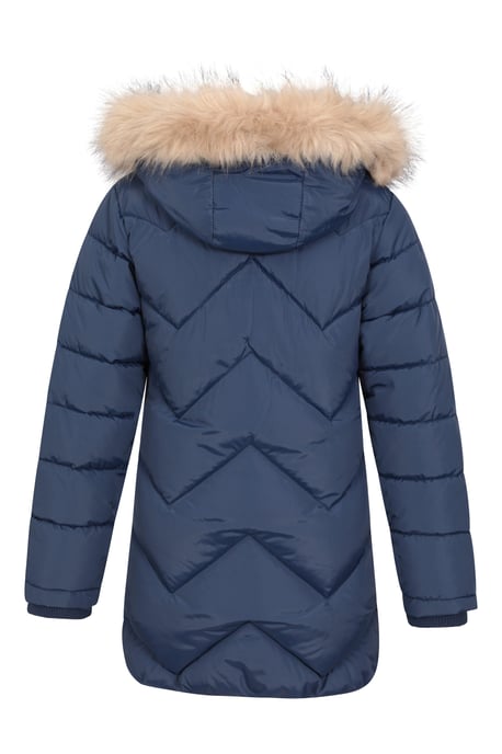 Galaxy' Kids Fleece Lined Padded Jacket Faux Fur Hood Water Resistant Winter Rain Coat Navy - Image 4