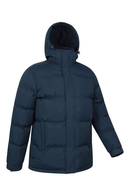 'Snow' Men's Padded Jacket Water Resistant Adjustable Hood Everyday Rain Coat Navy - Image 2
