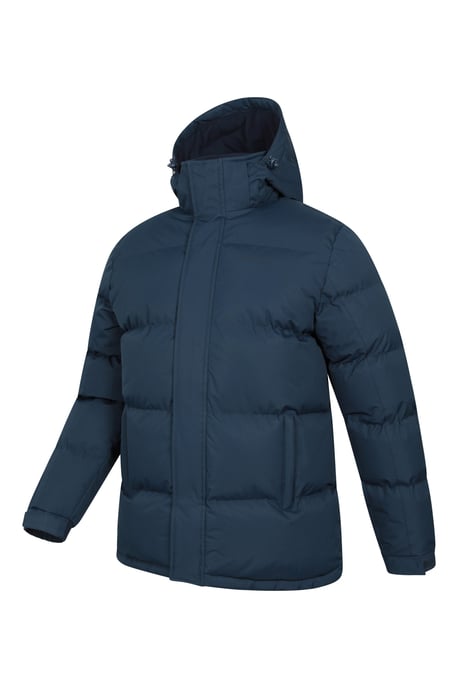 'Snow' Men's Padded Jacket Water Resistant Adjustable Hood Everyday Rain Coat Navy - Image 4