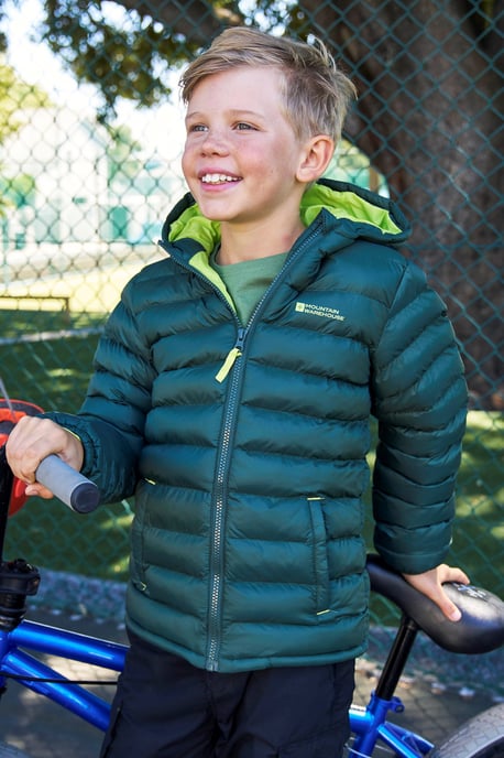 'Seasons' Kids Padded Jacket Water Resistant Outdoors Winter Rain Coat Khaki - Image 2