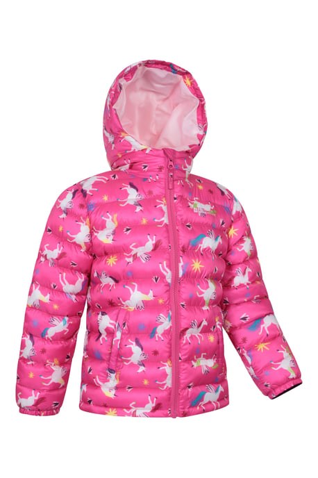 'Printed Seasons' Kids Padded Jacket Water Resistant Cosy Winter Coat Pink - Image 2