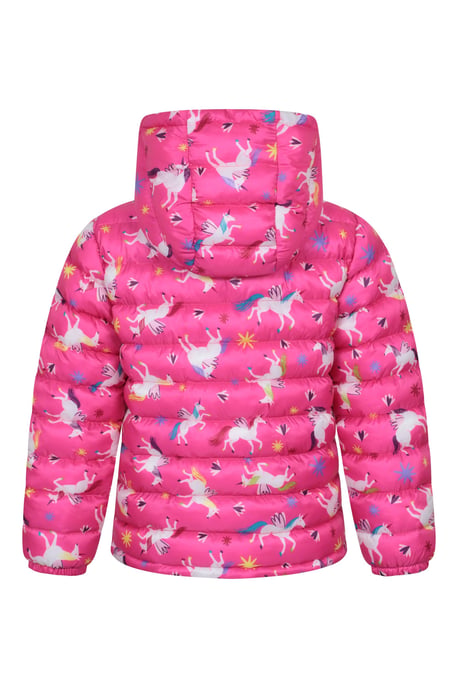 'Printed Seasons' Kids Padded Jacket Water Resistant Cosy Winter Coat Pink - Image 3