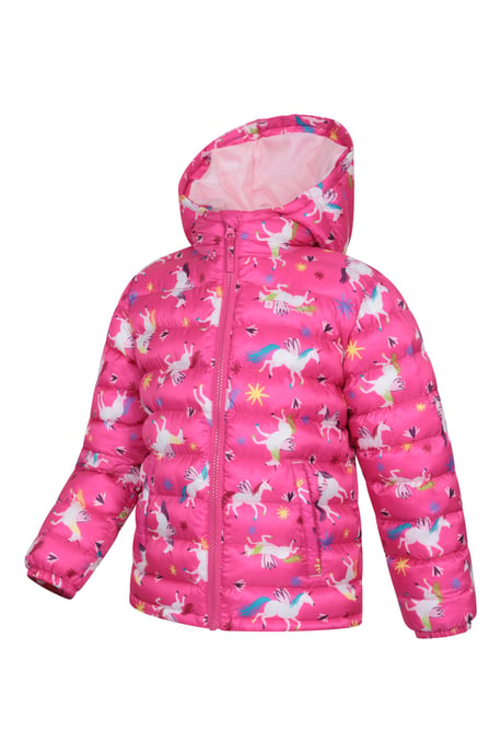 'Printed Seasons' Kids Padded Jacket Water Resistant Cosy Winter Coat Pink - Image 4
