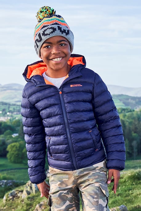 'Seasons' Kids Padded Jacket Water Resistant Outdoors Winter Rain Coat Navy - Image 1