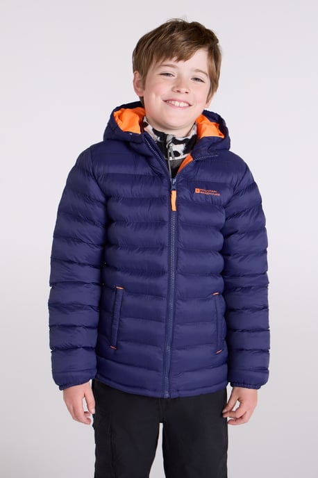 'Seasons' Kids Padded Jacket Water Resistant Outdoors Winter Rain Coat Navy - Image 2