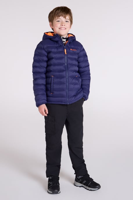 'Seasons' Kids Padded Jacket Water Resistant Outdoors Winter Rain Coat Navy - Image 3