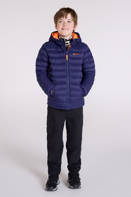 'Seasons' Kids Padded Jacket Water Resistant Outdoors Winter Rain Coat Navy - Image 4